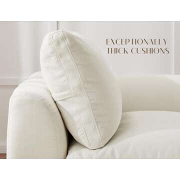 ohllob 110" Cloud Sectional Couches for Living Room, Convertible L-Shape Couch with Ottoman, 3 Seater Modular Sectional Sofa, Warm White