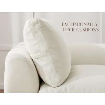 ohllob 110" Cloud Sectional Couches for Living Room, Convertible L-Shape Couch with Ottoman, 3 Seater Modular Sectional Sofa, Warm White