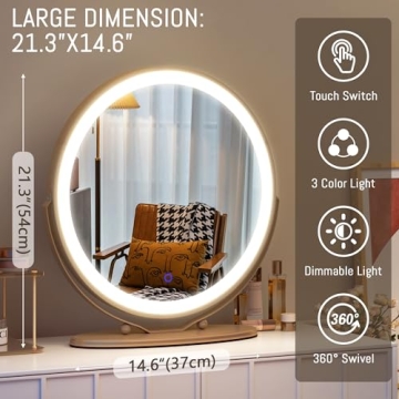LVSOMT 20" Dimmer LED Vanity Makeup Mirror for Brightness