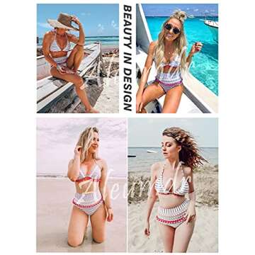 Aleumdr Women's High Waist Push Up Two Pieces Bikini Set - Stylish & Supportive Swimwear