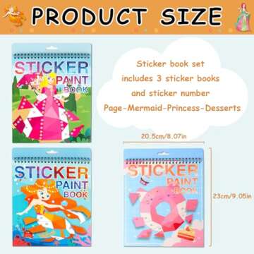 Crafts for Kids Ages 4-8 Stickers Paint Books Mermaid Princess and Desserts Sticker by Number Book f...
