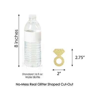 Big Dot of Happiness Gold Glitter Diamond Ring Party Straws - No-Mess Real Gold Glitter Cut-Outs and Decorative Bridal Shower or Bachelorette Party Paper Straws - Set of 24