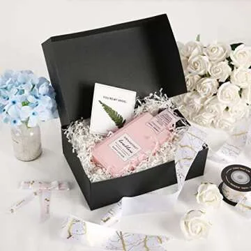 JINMING 10 Gift Boxes 9.5x6.5x3 Inches Gift Boxes with Lids, Matte Black Gift Boxes Bulks for Christ...