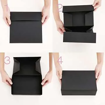 JINMING 10 Gift Boxes 9.5x6.5x3 Inches Gift Boxes with Lids, Matte Black Gift Boxes Bulks for Christmas, Thanksgiving Day, Party, Birthday, Groomsmen Proposal Boxes for Light Gifts