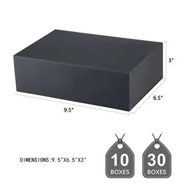 JINMING 10 Gift Boxes 9.5x6.5x3 Inches Gift Boxes with Lids, Matte Black Gift Boxes Bulks for Christmas, Thanksgiving Day, Party, Birthday, Groomsmen Proposal Boxes for Light Gifts