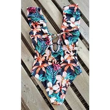 SPORLIKE Women One Piece Swimsuit V-Neck Ruffle Bathing Suit Monokini