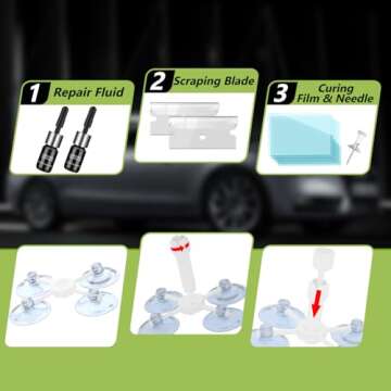 Zecurate Windshield Crack Repair for Chips and Cracks, Glass Repair Fluid with Pressure Injector and Reinforcement Light, Car Windshield Chip Repair Kit Quick Fix for Chips, Cracks (Blue)