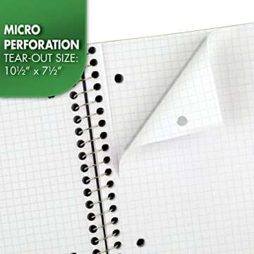 Mead Spiral Notebook, 1-Subject, Graph Ruled Paper, 7-1/2" x 10-1/2", 100 Sheets, Green (05676AC5)