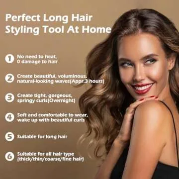 AIDUCHO Flexible Heatless Hair Curlers for Long Hair, 3PCS Soft Overnight Curl Rods with Hook, Upgraded Hair Curling Rods for Blowout Curls