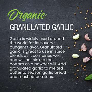The Spice Lab Organic Garlic Powder Granulated - Gluten Free Dried Garlic Organic - 2.6 oz French Ja...