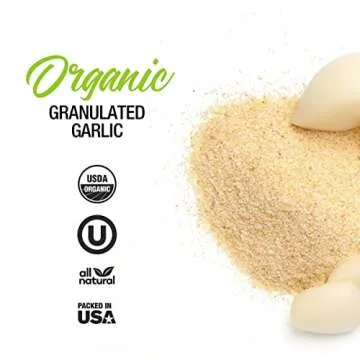 The Spice Lab Organic Garlic Powder Granulated - Gluten Free Dried Garlic Organic - 2.6 oz French Jar - Non GMO & Kosher Organic Garlic Granules for Stir Fry Vegetables, Pasta Sauce & Garlic Toast