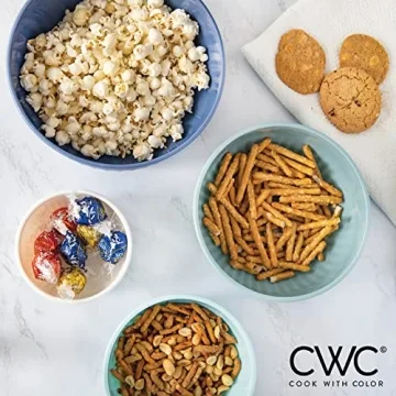 COOK WITH COLOR Prep Bowls with Lids- Wide and Deep Nesting Plastic Small Mixing Bowl Set with Lids, 8 Piece Set - Wide Bowls, Blue