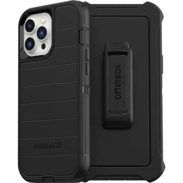 OtterBox iPhone 13 Pro Max & iPhone 12 Pro Max Defender Series Case - Black, Rugged & Durable, with Port Protection, Includes Holster Clip Kickstand