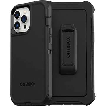 OtterBox iPhone 13 Pro Max & iPhone 12 Pro Max Defender Series Case - Black, Rugged & Durable, with Port Protection, Includes Holster Clip Kickstand