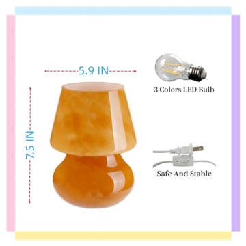 MKolour Glass LED Mushroom Lamps for Cozy Home Decor