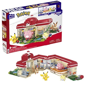 MEGA Pokémon Building Toys Set Forest Pokémon Center with 648 Pieces, 4 Poseable Characters, for K...
