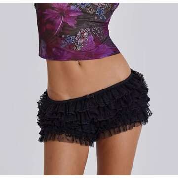 Women Lace Ruffle Shorts Lolita Bloomers Y2k Fairy Layered Frill Bottoms Cute Fluffy Micro Shorts Pettipants