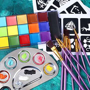 UCANBE Athena Face Body Paint Oil Makeup Set, 20 Colors FX Halloween Party Painting with Stainless S...