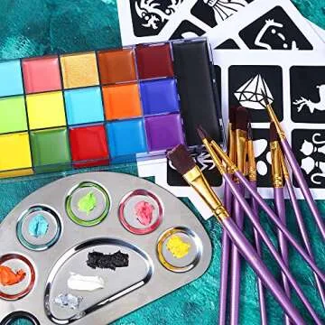 UCANBE Athena Face Body Paint Oil Makeup Set, 20 Colors FX Halloween Party Painting with Stainless S...