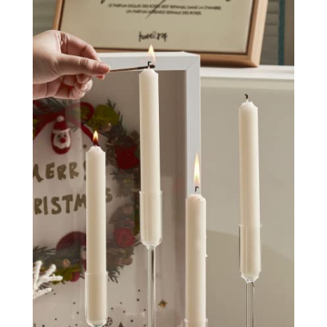 Willceka Candle Holder, Glass Taper Candle Tall Candlestick Holder, 4 Different Heights, for Table Centerpiece, Wedding, Party, Clear, 4pcs