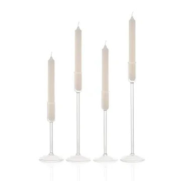 Willceka Candle Holder, Glass Taper Candle Tall Candlestick Holder, 4 Different Heights, for Table Centerpiece, Wedding, Party, Clear, 4pcs
