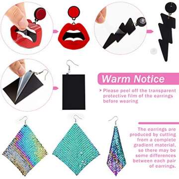 Hicarer 4 Pairs 80s Earrings for Women 90s Neon Earrings Retro 1980s Jewelry for 80s Outfit Glow Party Costume Dancing Jewelry Accessory(Traditional Style)