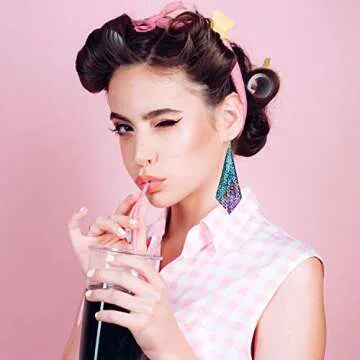 Hicarer 4 Pairs 80s Earrings for Women 90s Neon Earrings Retro 1980s Jewelry for 80s Outfit Glow Party Costume Dancing Jewelry Accessory(Traditional Style)