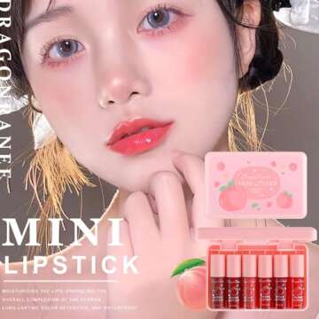 Eakroo 6 Colors Peach Lip Tint Stain Set - Multi-Use Liquid Lipstick