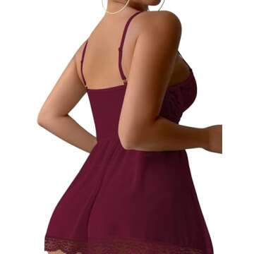 Lilosy Sexy Floral Lace Babydoll NightDress Thong Chemise Lingerie Nightwear Cute Underwire Push Up ...