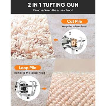 Rug Tufting Gun with Carpet Trimmer Kit - BESGEER-Rug-Tuft-Gun-with-Tufting-Shears, 2 in 1 Cut & Loop Pile Carpet Gun and Carpet Carving Clippers
