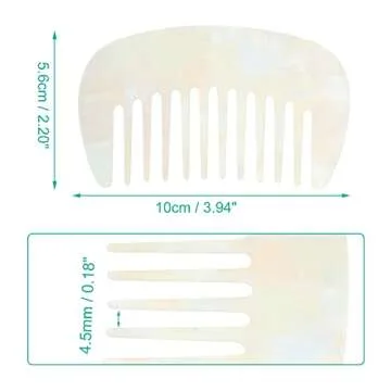 VOCOSTE Hair Comb Wide Tooth, Anti-Static Pocket Size Comb for Thick, Curly Hair, Hair Care, Detangling Comb, for Wet and Dry, White