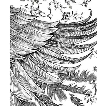 Bird feathers Hand Painted & Printed Pure Cotton LARGE SHAWL (White Feather Shawl)