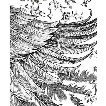 Bird feathers Hand Painted & Printed Pure Cotton LARGE SHAWL (White Feather Shawl)