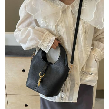 Stylish Women Bucket Bag - Vegan Leather Hobo Purse