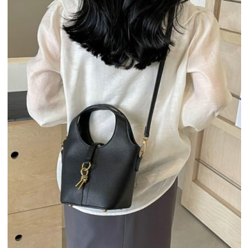 Stylish Women Bucket Bag - Vegan Leather Hobo Purse