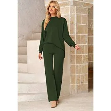 Fixmatti Women’s 2 Piece Knitted Sweatsuit for Comfort