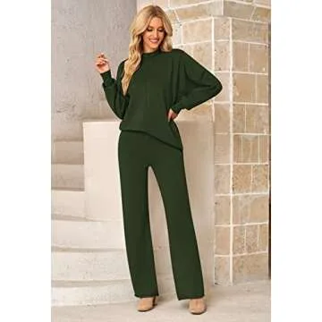 Fixmatti Women’s 2 Piece Knitted Sweatsuit for Comfort