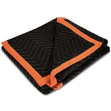 Simpli-Magic Heavy Duty Padded Moving Blankets (12 Pack),Black/Orange