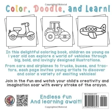 Fun Vehicle Coloring Book for Toddlers Age 1-3