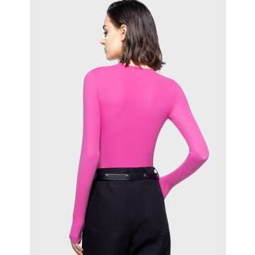 PUMIEY Women's Long Sleeve T Shirts Crew Neck Slim Fit Going Out Tops for Women Sexy Basic Tee, Blush Large