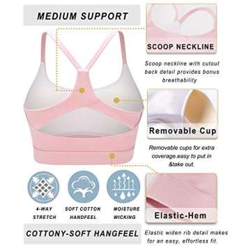 RUNNING GIRL Strappy Sports Bra for Medium Support Women