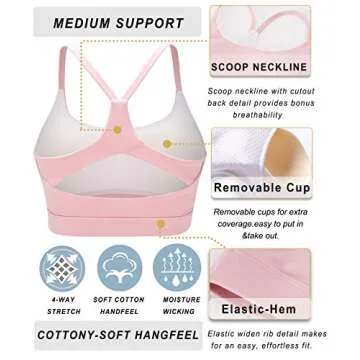 RUNNING GIRL Strappy Sports Bra for Medium Support Women