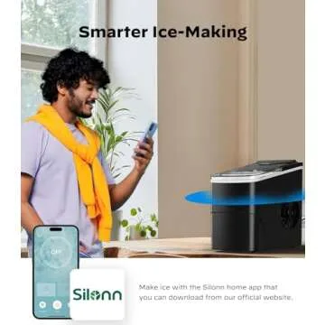 Silonn Smart Countertop Ice Maker - 9 Bullet Cubes in 6 Mins, 26 lbs per Day, Compact Wi-Fi Ice Make...
