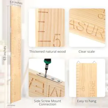 Natural Solid Wood Growth Chart for Kids