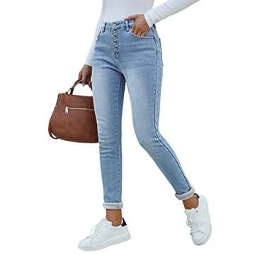 luvamia Womens Blue Jeans Womens Lined Jeans Fleece Lined Jeggings Women Denim Plus Size Date Night Outfits Powder Blue Size X-Large Size 16 Size 18