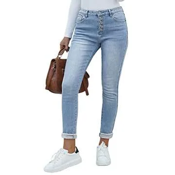 luvamia Womens Blue Jeans Womens Lined Jeans Fleece Lined Jeggings Women Denim Plus Size Date Night Outfits Powder Blue Size X-Large Size 16 Size 18