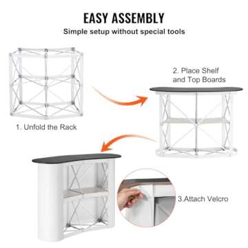 VEVOR Portable Tradeshow Podium Table, 51.18" x 18.31" x 37.4", Display Exhibition Counter Stand Booth Fair with Wall, Foldable Promotion Retail Bar Table Pop Up Podium with Storage Rack, Carrying Bag