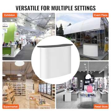 VEVOR Portable Tradeshow Podium Table, 51.18" x 18.31" x 37.4", Display Exhibition Counter Stand Booth Fair with Wall, Foldable Promotion Retail Bar Table Pop Up Podium with Storage Rack, Carrying Bag