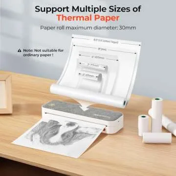 MUNBYN Portable Printer Wireless for Travel ITP01, Bluetooth Thermal Printer 8.5x11 US Letter&A4 Thermal Paper, Compatible with Android and iOS Phone & Laptop, Inkless Printer Mobile Office(Grey)