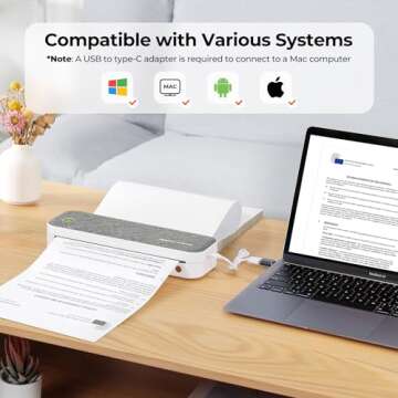 MUNBYN Portable Printer Wireless for Travel ITP01, Bluetooth Thermal Printer 8.5x11 US Letter&A4 Thermal Paper, Compatible with Android and iOS Phone & Laptop, Inkless Printer Mobile Office(Grey)